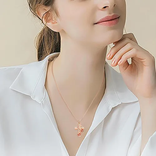 Miniatura 44 de Imrsanl Collar de urna de cruz de mariposa para cenizas, hombres y mujeres, joyería de cremación, colgante de cenizas para cenizas conmemorativas