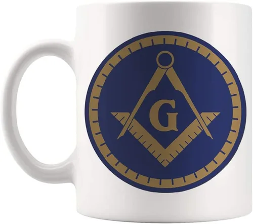 Fonhark - Taza masónica, cuadrado y brújula con símbolo masonero, taza de Logia Masonería, Prince Hall Brother Master Mason, taza de café novedosa