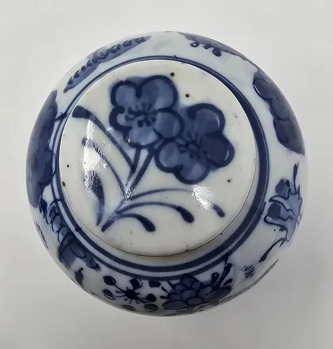 Miniatura 2 de Jarrón de cerámica cubierto de cerámica de porcelana azul y blanca de estilo antiguo, estilo Ming de China, chino Jingdezhen (S3) (flor azul)