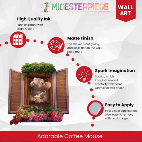 Miniatura 5 de Pegatina con agujero de ratón, adhesivo de pared extraíble, decoración de cocina, amante del café, refrigerador, diversión, agujero de ratón