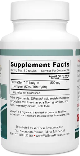 Miniatura 2 de Wellness Resources Tributyrin Plus Suplemento postbiótico para la salud intestinal con complejo de tributirina butiraGen de alta absorción