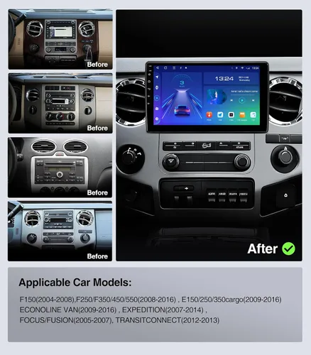 Miniatura 2 de Estéreo de coche QLED Android 13 de 10 pulgadas para Ford F150 2004-2008, F250 F350 2008-2016 Actualización de radio inalámbrica CarPlay Android