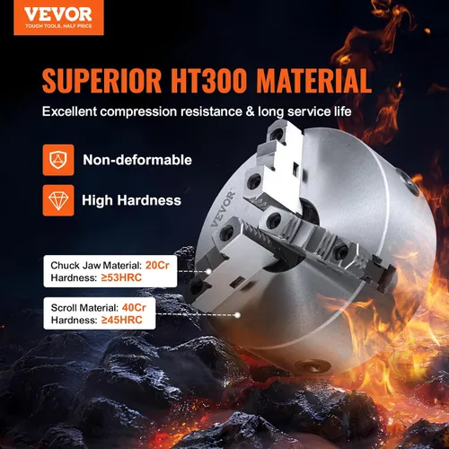 Miniatura 2 de VEVOR - Portabrocas para torno de 3 mandíbulas, 20,32 cm, Portabrocas autocentrante para torno, Rango de sujeción de 0,16-8 pulg/4-200 mm