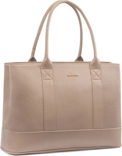 Miniatura 13 de LOVEVOOK Bolsa de mano para computadora portátil para mujer, piel vegana guijarro de 15.6 pulgadas, bolsa para laptop de gran capacidad para mujer