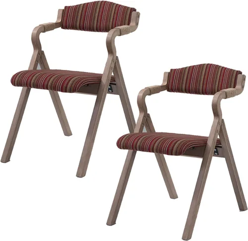 Miniatura 11 de 2-Pack Folding Chairs with Cushion, Farmhouse Folding Dining Chairs, Linen Padded Foldable Chairs for Dining Room, Parties, Office(Beige)