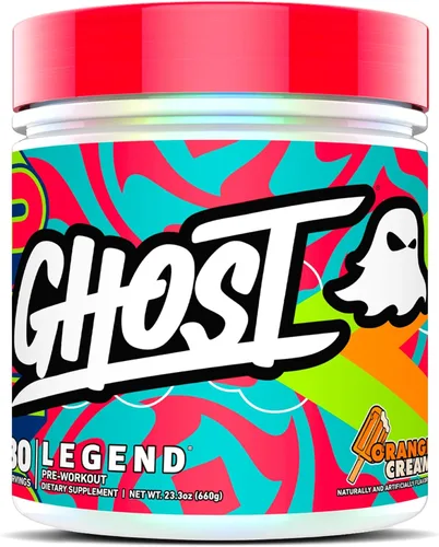 GHOST Legend - Polvo de pre-entrenamiento, crema de naranja, 30 porciones, preentrenamiento para hombres y mujeres con colina, L-citrulina y beta