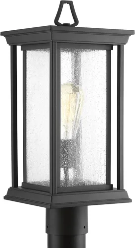 Miniatura 8 de Progress Lighting Endicott Collection - Farol de poste para exteriores de lino y vidrio color ámbar grabado con 1 luz, bronce antiguo