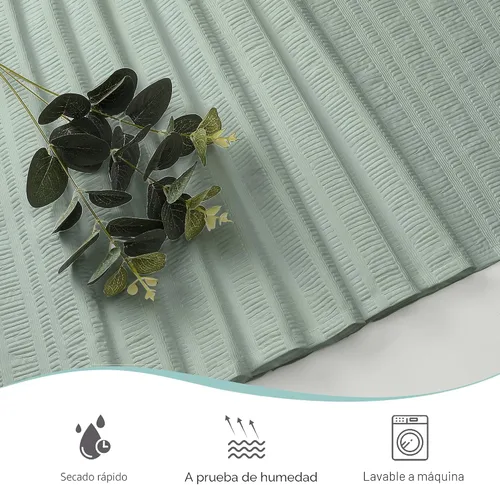 Miniatura 6 de Aiyufeng Moga - Cortina de ducha verde salvia, cortinas de ducha texturizadas en relieve 3D para baño, cortina de baño de tela de poliéster de lujo