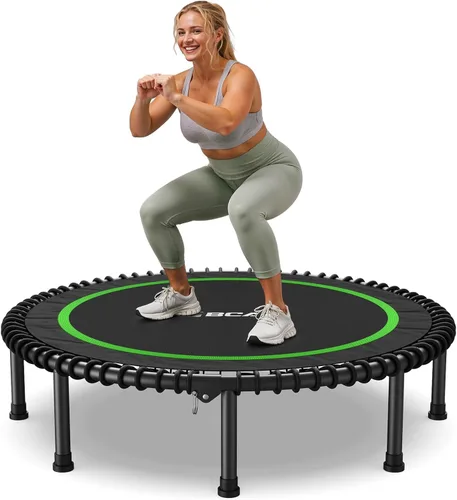 BCAN 450/550LBS Mini Rebounder Trampoline for Adults, 40"/48" Foldable Fitness Trampoline with Bungees, Quiet & Stable Exercise Trampoline verde