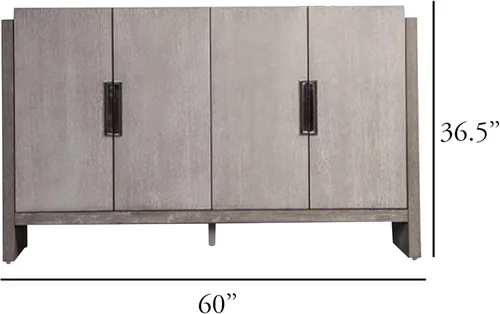 Miniatura 3 de Benzara Gris Sideboard Server, 4 Doors w Metal Handles, 60 Inch Stone Gray