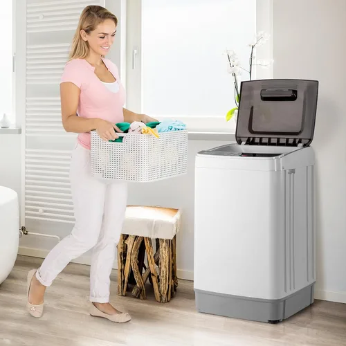 Miniatura 8 de Lavadora completamente automática, capacidad de 17.6 libras, tambor de acero inoxidable, 10 programas, 8 niveles de agua, diseño compacto