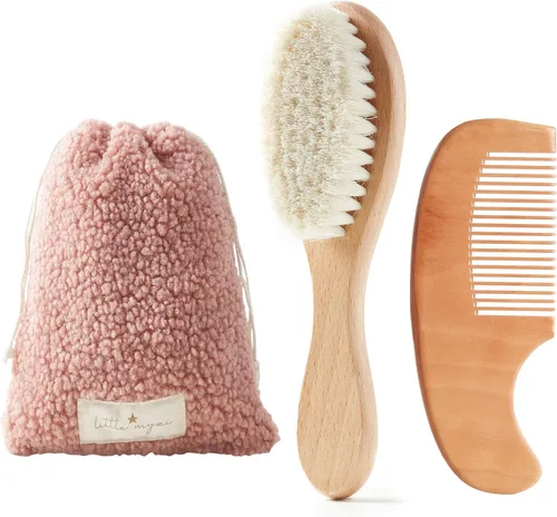 Miniatura 8 de MYZI Juego de cepillos para el pelo del bebé – Juego de cepillos suaves para bebés recién nacidos, peine y cepillo de bebé niña y niño, cepillo