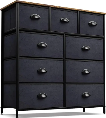 Miniatura 8 de Sorbus Cómoda con 9 cajones de madera sintética, organizador de almacenamiento para ropa, dormitorio, pasillo, sala de estar, armario y muebles