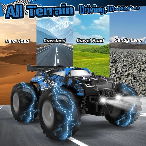 Miniatura 4 de Auto de control remoto, camión de control remoto todo terreno para niños, camión recargable a control remoto con LED, 1:20, 6.2 mi/h, 2 motores, 2.4
