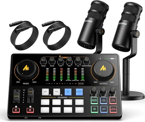 Miniatura 13 de MAONO Paquete de equipos de podcast: mezclador de interfaz de audio con entrada XLR dual para transmisión de podcasts - MaonoCaster E2 Gen2