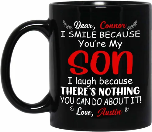Miniatura 10 de Taza de café personalizada con texto en inglés «To My Son Never Forget That I Love You To Knock You To Knock You Down This Old Wolf Will Have Your