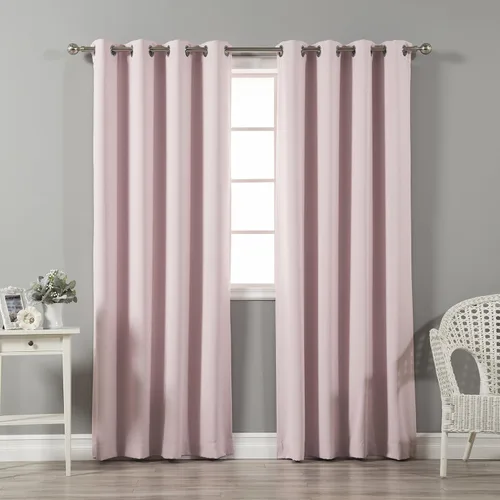 Miniatura 42 de Best Home Fashion Cortinas opacas con aislamiento térmico, ojales de acero inoxidable y níquel, color rosa bebé, 52 pulgadas de ancho x 63 pulgadas