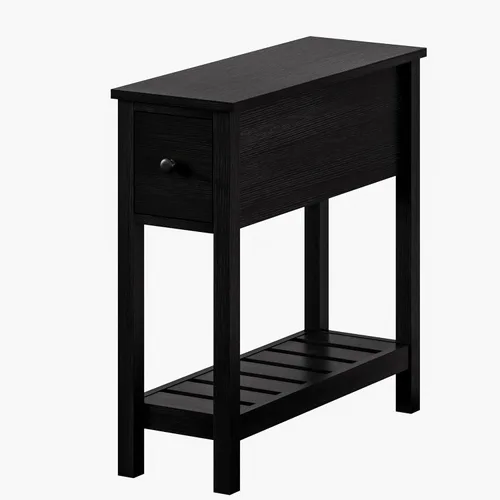 Miniatura 4 de ChooChoo Mesa auxiliar estrecha, mesa auxiliar pequeña para espacios pequeños, mesa auxiliar delgada con cajón, mesita de noche estrecha para sala