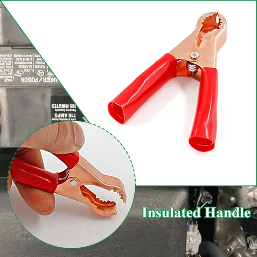 Miniatura 6 de 10 Piezas Pinzas de Cocodrilo Aisladas de 50A, Abrazaderas Eléctricas de Cocodrilo para Trabajo Pesado, Cable de Repuesto de Batería, Clips