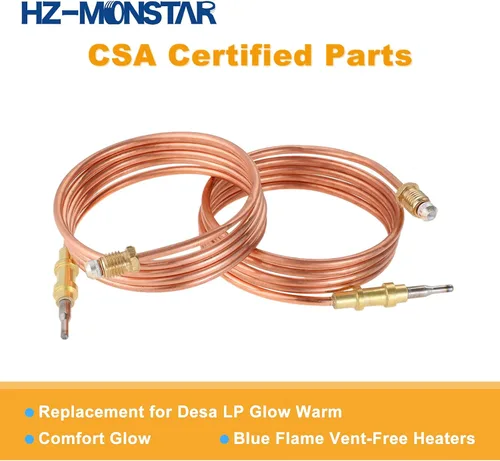 Miniatura 3 de Termopar calentador de gas de 2 piezas, 39.5 pulgadas, rosca M8x1, repuesto para calentador de pared Desa LP sin ventilación, calentador de pared