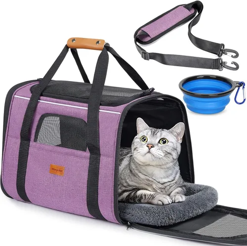 Miniatura 12 de morpilot - Bolsa de transporte para mascotas, portátil, de tela plegable, para perros o gatos, jaula para mascotas con zíperes de seguridad