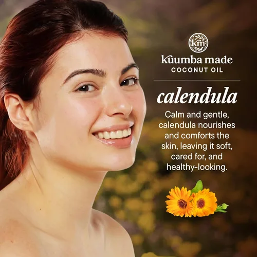 Miniatura 3 de Kuumba Made Aceite de coco de caléndula con infusión botánica, hidratante diario orgánico para piel y mascarilla nutritiva para el cabello, 2 onzas