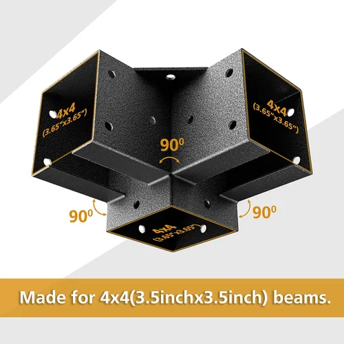 Miniatura 2 de Eapele Kit de pérgola Soportes de esquina para postes de madera de 4x4 (3.5 pulgadas x 3.5 pulgadas), acero recubierto en polvo, ángulo de 90° de 3