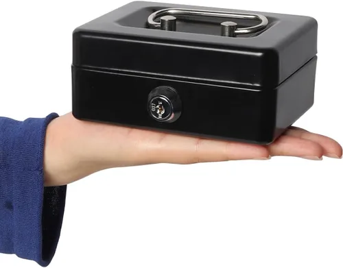 Miniatura 2 de Caja de dinero pequeña con cerradura y ranura, caja de dinero para efectivo, alcancía para niños, color negro