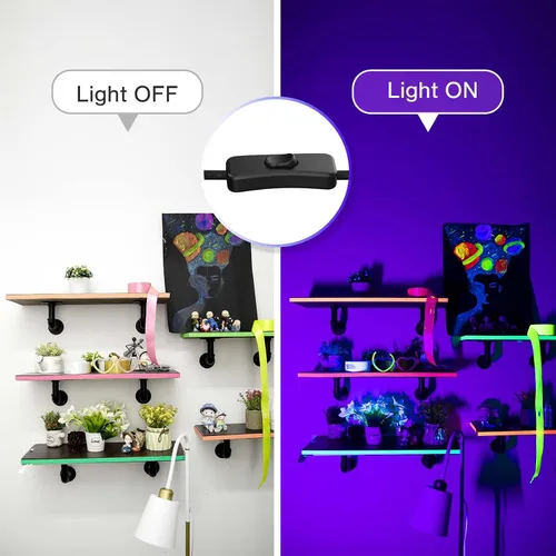 Miniatura 2 de Actualización de luz negra LED de 60W, luces negras para fiesta brillante, barra de luz negra con enchufe y interruptor, cada una ilumina 32x32