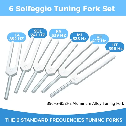 Miniatura 2 de 6 Juego de Diapasones Solfeggio para Curación - 396Hz-852Hz Diapasones de Chakra de Aleación de Aluminio para Sonido y Meditación, Instrumento