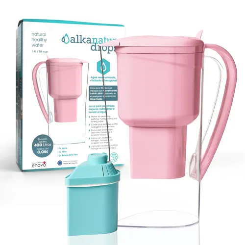 Miniatura 9 de Alkanatur Jarra de filtro de agua de hidrógeno alcalino, elimina fluoruro, cloro, microplásticos, PFA, carbón de coco activado con plomo, ionizador