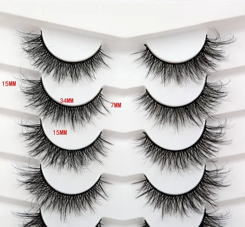Miniatura 81 de Pooplunch - Pestañas postizas finas de visón sintético, estilo ojo de gato, naturales, cruzadas, tipo racimo, efecto 8D de volumen, tiras