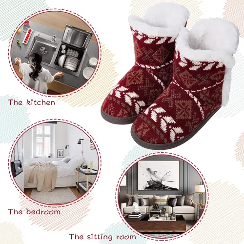 Miniatura 7 de Botas cómodas y esponjosas de piel sintética para mujer, botas de tobillo de espuma viscoelástica suave, zapatos de meter para casa, suela