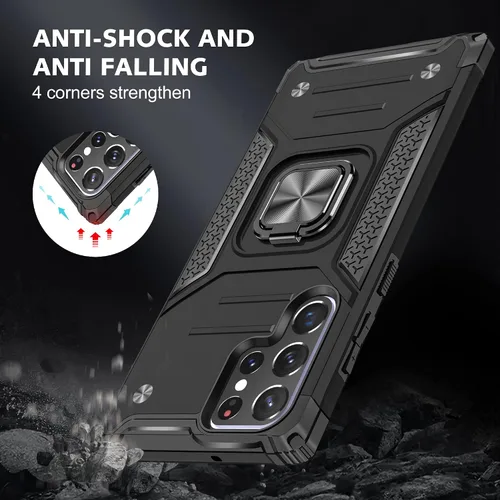 Miniatura 8 de YmhxcY Funda para Galaxy S22 Ultra para Galaxy S22 Ultra con protector de pantalla curvado 3D, funda de grado armadura con soporte giratorio