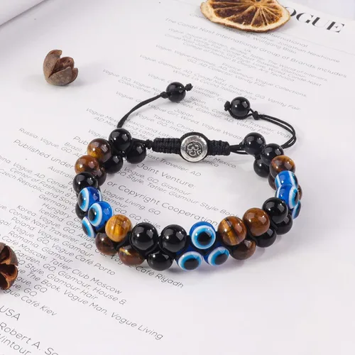 Miniatura 31 de Pulsera de triple protección, ojo de tigre malvado de ojo y obsidiana negra de 0.315 in, pulsera curativa para hombres y mujeres, pulsera curativa