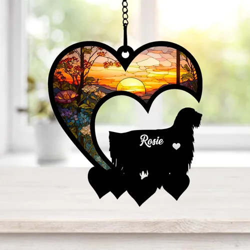 Miniatura 21 de NAZENTI Atrapasoles personalizado de sabueso afgano, adorno conmemorativo personalizado para la pérdida de mascotas, regalo de condolencia