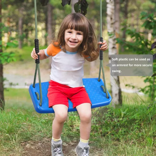Miniatura 5 de Juego de columpios de plástico de repuesto resistente, con cuerda ajustable antideslizante para colgar en el árbol, accesorios para interiores y Azul