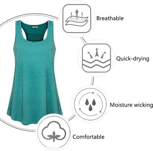 Miniatura 28 de Cestyle - Camiseta sin mangas para mujer, cuello redondo, corte holgado, para entrenamiento