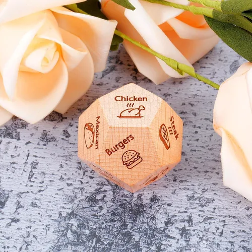 Miniatura 2 de Dados de madera para decisiones de alimentos para mujeres y hombres, regalos de cumpleaños de aniversario para novio, novia, dados divertidos