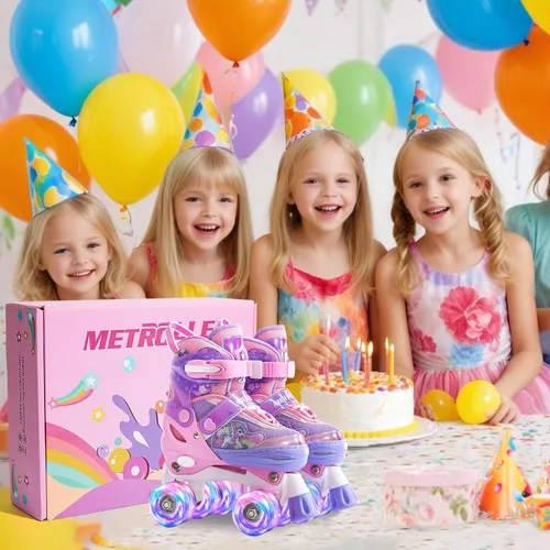 Miniatura 7 de METROLLER Patines de ruedas para niñas de 4 a 6, 5 a 8, 8 a 12 años, patines ajustables para niñas pequeñas, ruedas brillantes, diseño de unicornio