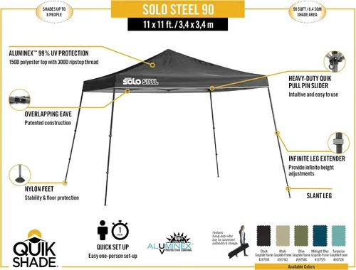 Miniatura 6 de Quik Shade Solo Steel - Toldo de pierna inclinada de 11 x 11 pies