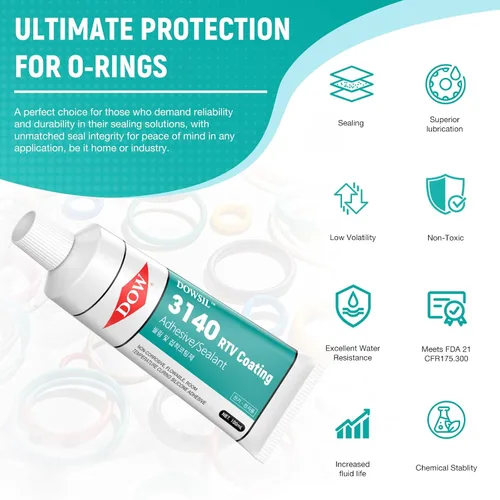 Miniatura 3 de 3140 RTV Sellador de silicona de tubo de 1.8 onzas/adhesivo resistente a altas temperaturas, impermeable, aislante para reparación de sellos