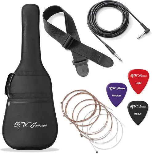 Miniatura 6 de Jameson Guitars - Guitarra eléctrica acústica de tamaño completo Thinline con funda y púas Natural para diestros