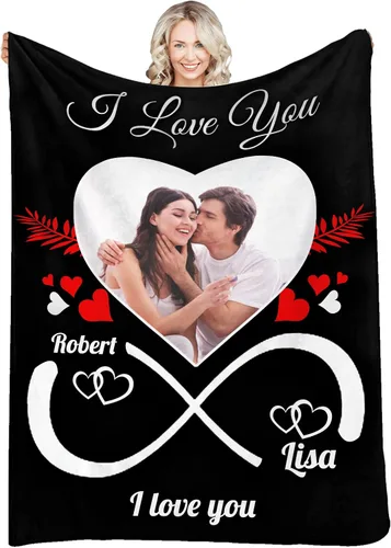 Miniatura 32 de Manta personalizada con fotos, texto, fotos personalizadas, mantas para adultos y niños, cumpleaños familiar, 1 foto, 50 x 40 pulgadas
