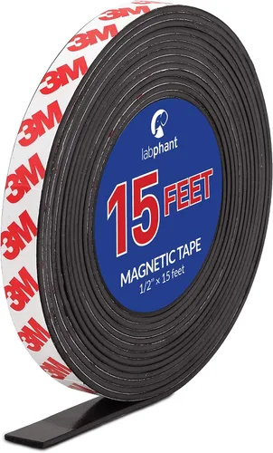 Cinta magnética, rollo de cinta magnética de 15 pies (1/2 pulgadas de ancho x 15 pies de largo), con respaldo adhesivo fuerte 3M. Perfecto para