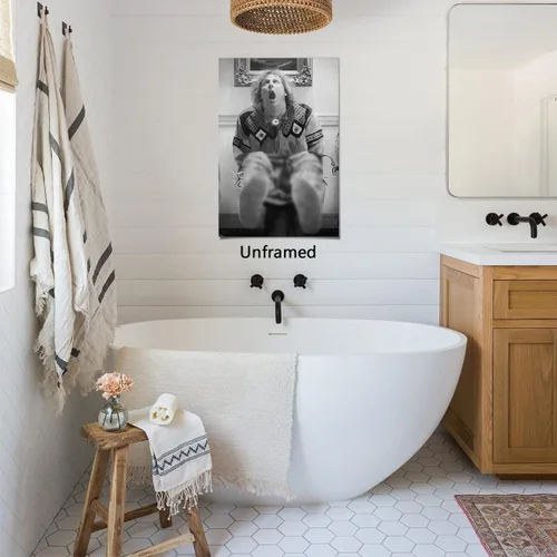 Miniatura 4 de Lona enmarcada de arte de pared divertido de baño - póster de "Dumb and Dumber" para decoración de pared - impresiones en lona en blanco y negro