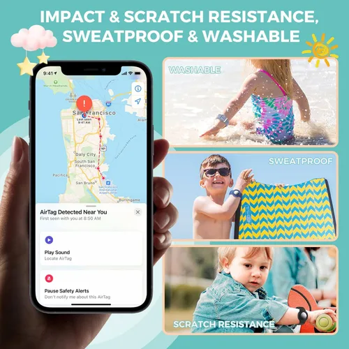 Miniatura 4 de Pulsera Air Tag para niños paquete de 2 Pulsera de silicona suave para niños Soporte ligero para rastreador GPS compatible con Apple Air Tag