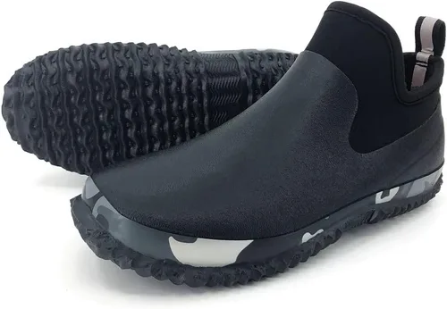 Miniatura 11 de SYLPHID Zapatos de jardín para hombre, zapatos de lluvia impermeables de neopreno para campamento, cuidado del césped, jardinería y trabajo