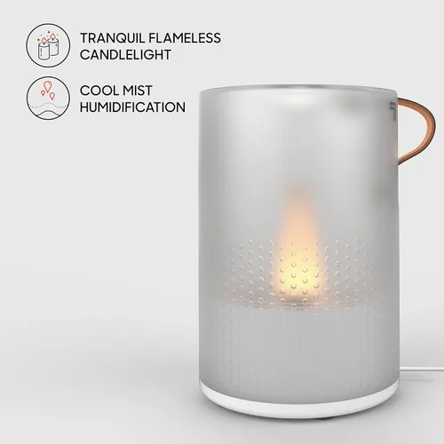 Miniatura 2 de Sharper Image VOTIV 4 Humidificador ultrasónico con luz de vela sin llama, controles táctiles, niebla fría, apagado automático, humidificación sin