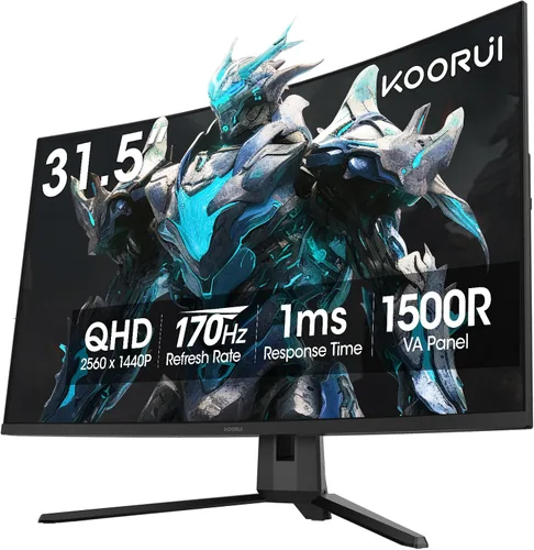 Miniatura 13 de KOORUI - Monitor curvo de 24 pulgadas para juegos, R1500, Full HD, 1080P, monitor de 75 Hz, HDMI, VGA, ajuste de inclinación, monitor LCD